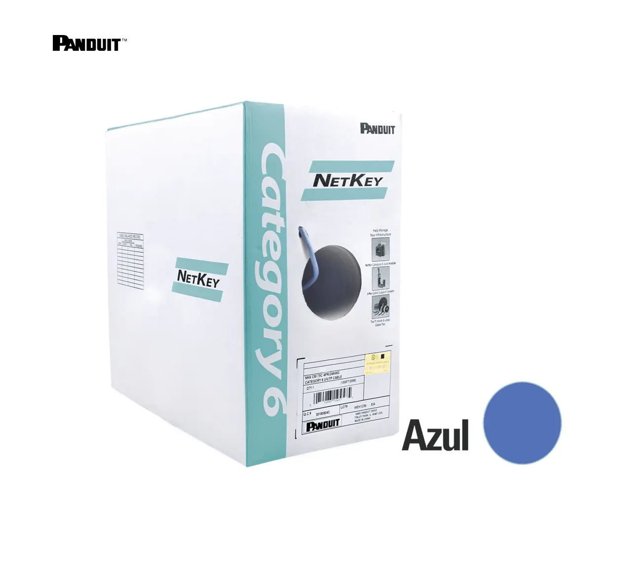 CABLE CAT6 U/UTP LSZH- AZUL RL305 MT NETKEY PANDUIT